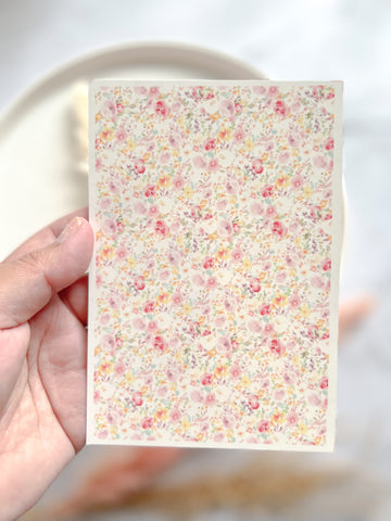 1 Sheet, Approx 13x90cm, Floral Print Water Decal Image Transfer for Polymer Clay / Ceramics